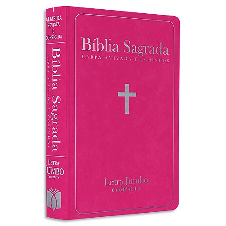 Bíblia com Harpa Avivada e Corinhos Letra Jumbo capa Pink