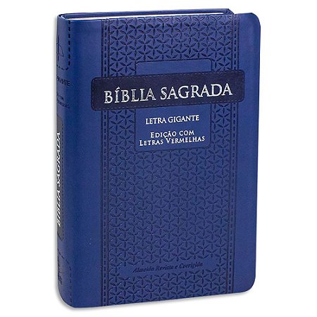 Bíblia Letra Gigante RC capa Azul e Letras Vermelhas