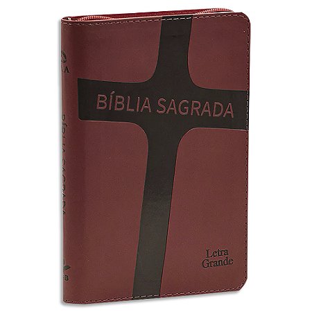 Bíblia NAA Letra Grande capa Vermelha Cruz com Zíper