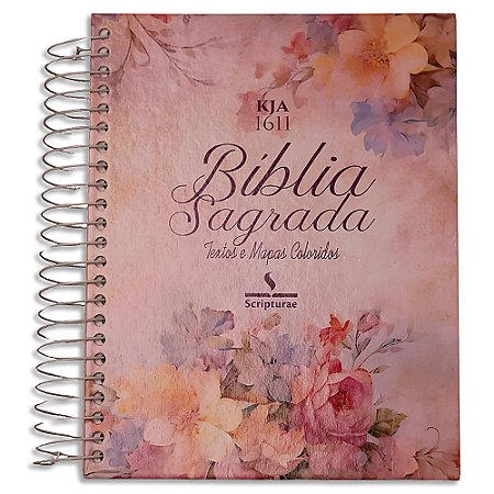 Bíblia King James 1611 Letra Grande Rosa e Hortência