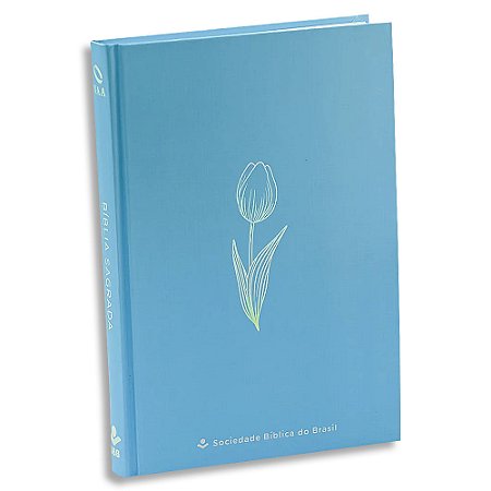 Bíblia NAA Capa Dura Ilustrada Flower Light Blue Letra Regular