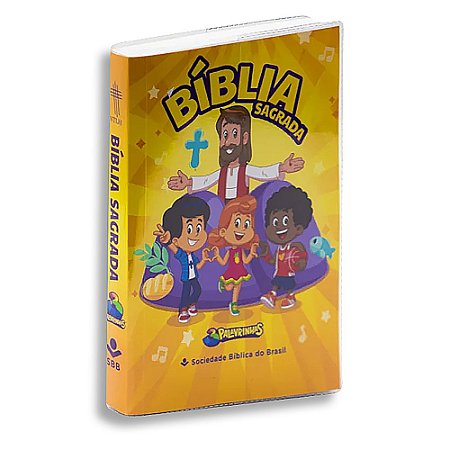 Bíblia Sagrada Infantil 3 Palavrinhas Capa Mole Amarela Plastificada