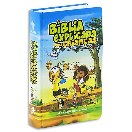 Bíblia Explicada para Crianças Mig e Meg NTLH Capa Ilustrada Azul