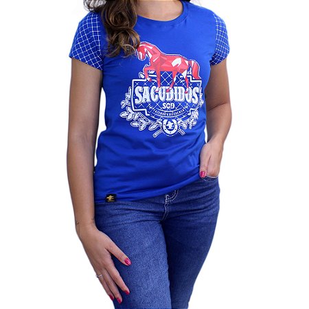 Camiseta Sacudido's Feminina -Cavalo Geo-Azul Real