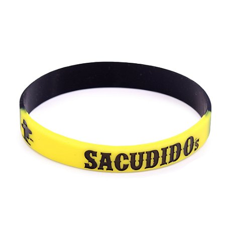 Pulseira Silicone Sacudido´s - 1 UN - Preta / Amarela