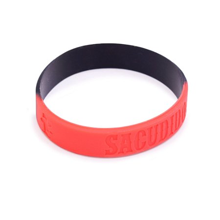 Pulseira Silicone Sacudido´s - 1 UN - Preta / Vermelha