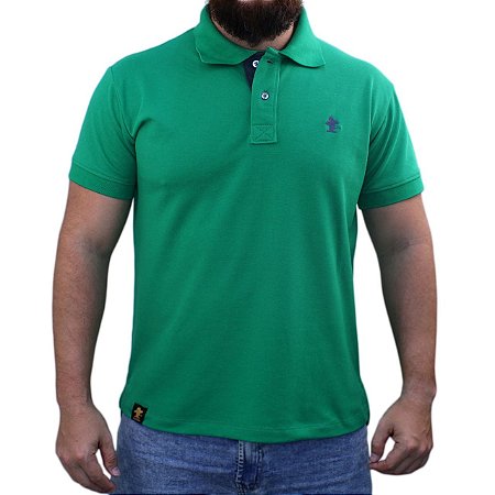 Camiseta Polo Sacudido's - Verde Bandeira / Chumbo