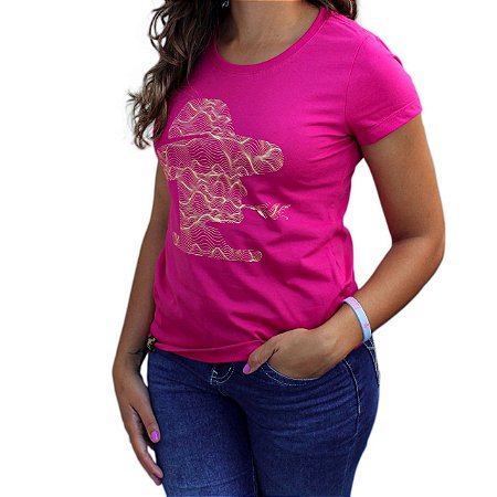 Camiseta Sacudido's Feminina - Logo Ondas - Pink