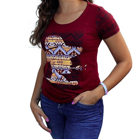 Camiseta SCD's Viscolycra Fem.-Logo Etnico - Vinho