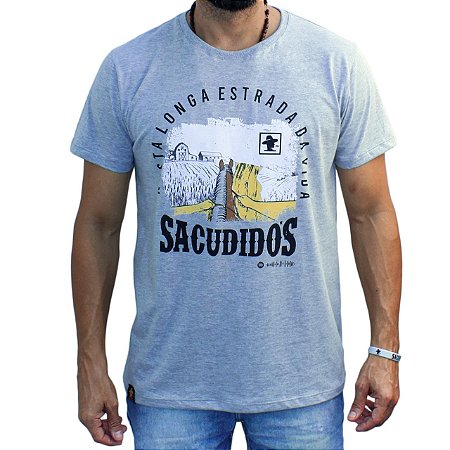 Camiseta Sacudido's - Estrada - Cinza Mescla Médio