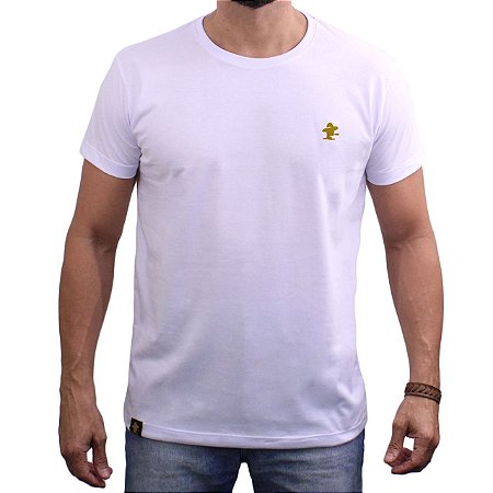 Camiseta Sacudido's - Básica - Branco e Dourado