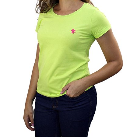 Camiseta SCD's Feminina Básica -Verde Limão / Pink