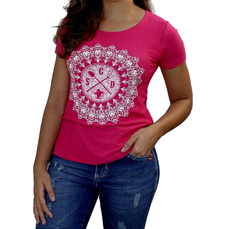 Camiseta SCD's Viscolycra Fem.- Renda - Pink