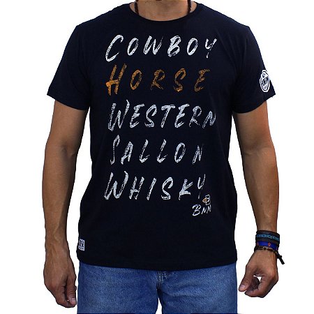 Camiseta BÃO NU MUNDO - Cowboy Horse - Preto