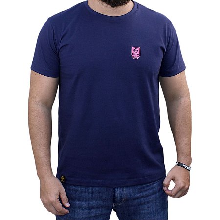 Camiseta Sacudido's - Logo Especial - Marinho e Pink