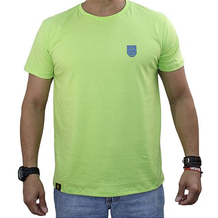 Camiseta Sacudido's - Logo Especial - Verde Limão e Azul