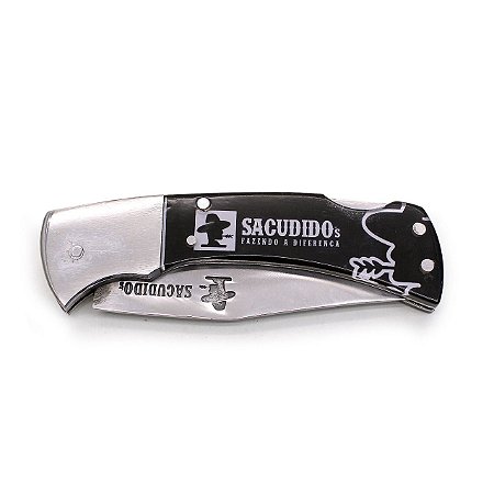 Canivete de Bolso Sacudido's - Acrílico Logo - Preto