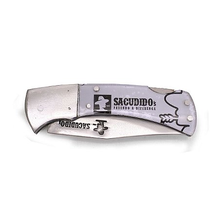 Canivete de Bolso Sacudido's - Acrílico Logo - Branco