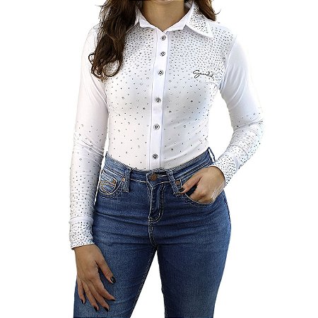 Body Sacudido's Feminino - Branco - Bordado Strass