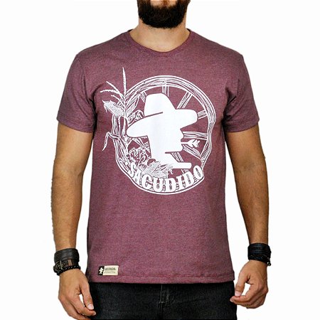 Camiseta Sacudido's - Roda de Carroça Vinho Mescla