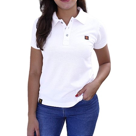 Camiseta Polo Feminina Sacudido's - Branco