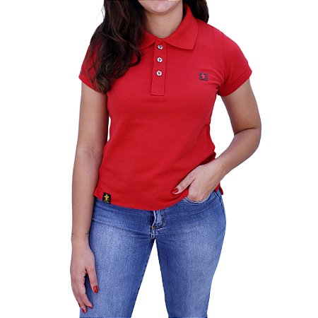 Camiseta Polo Feminina Sacudido's - Vermelho