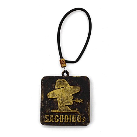 Enfeite Retrovisor Sacudido's Quadrado - Logo Dourado