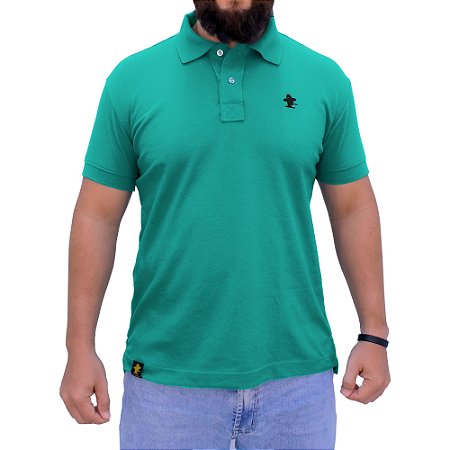 Camiseta Polo Sacudido's - Verde Laguna e Preto