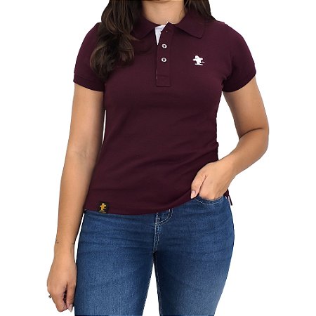 Camiseta Polo Feminina Sacudido's - Vinho