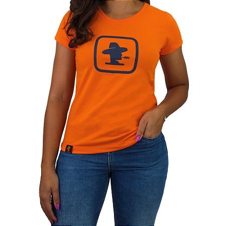 Camiseta SCD Plastisol Feminina - Logo Quadrado - Laranja