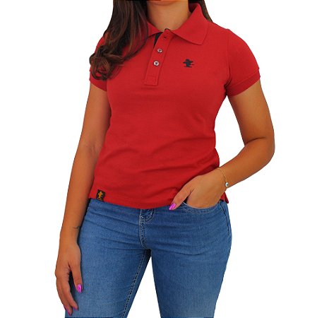 Camiseta Polo Feminina Sacudido's - Vermelho