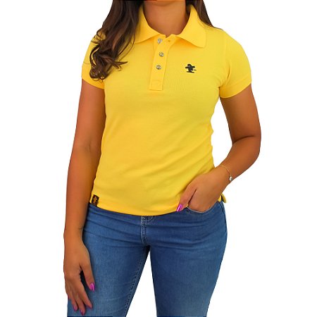 Camiseta Polo Feminina Sacudido's - Amarelo