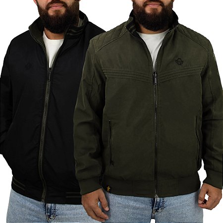 Jaqueta Sacudido's - Masculina Dupla Face - Sarja Verde e Preto