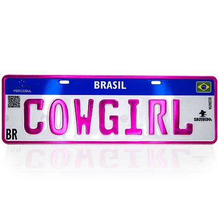 Placa Temática Sacudido´s Estilo Mercosul Carro - Cowgirl