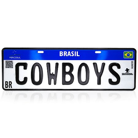 Placa Temática Sacudido´s Estilo Mercosul Carro - Cowboys