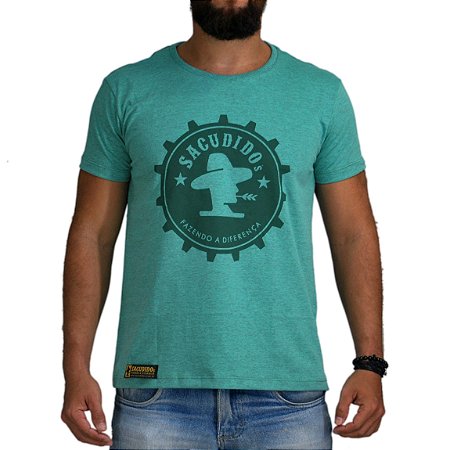 Camiseta Sacudido's - Engrenagem - Verde Mescla