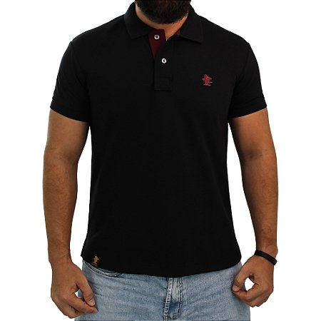 Camiseta Polo Sacudido's - Preto c/ Vinho