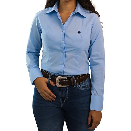 Camisa Manga Longa Sacudido's Feminina Lisa - Azul