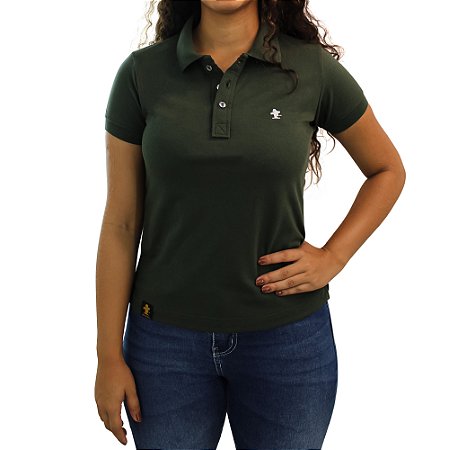 Camiseta Polo Feminina Sacudido's - Verde Musgo