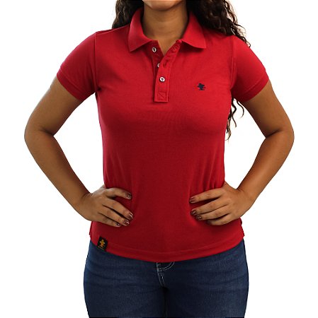 Camiseta Polo Feminina Sacudido's - Vermelho