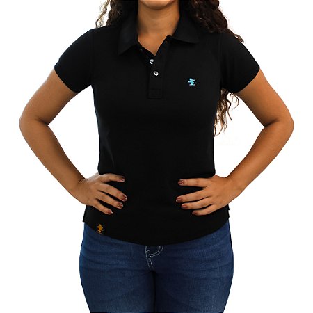 Camiseta Polo Feminina Sacudido's - Preto