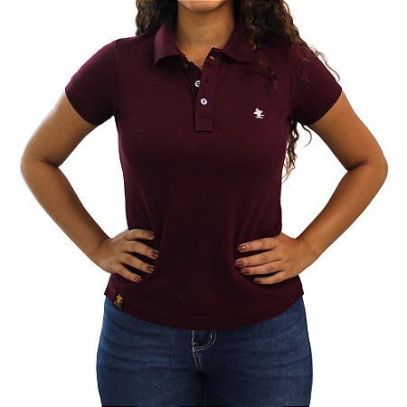 Camiseta Polo Feminina Sacudido's - Vinho