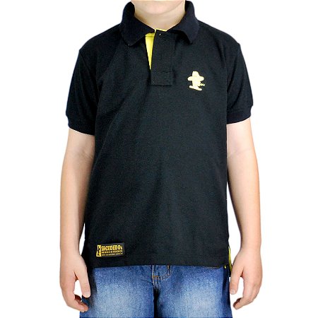 Camiseta Polo Infantil Unissex Sacudido's - Preta