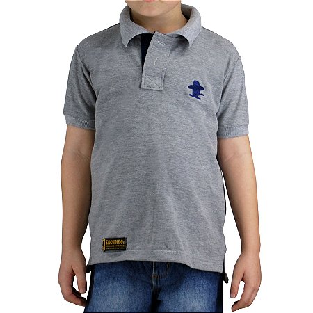 Camiseta Polo Infantil Unissex Sacudido's - Cinza