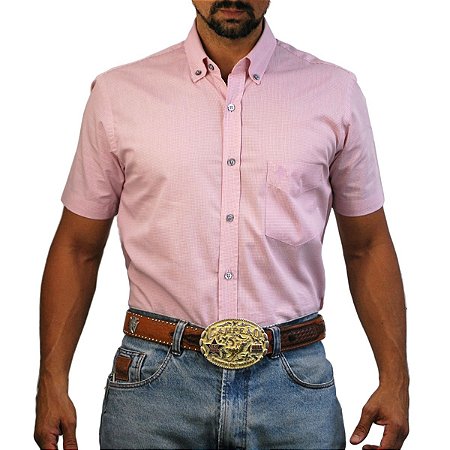 Camisa Manga Curta Sacudido's Xadrez - Rosa Mini