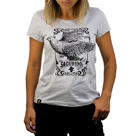 Camiseta Sacudido's Feminina -Pomba da Paz - Cinza