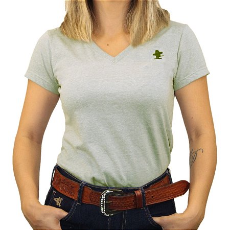 Camiseta Sacudido's Feminina Básica - Verde Mescla
