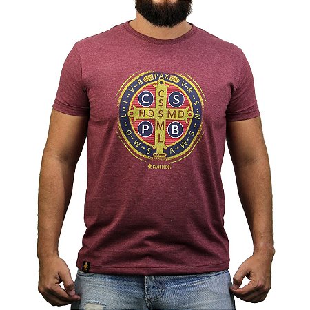 Camiseta Sacudido's - Medalha de São Bento - Vinho