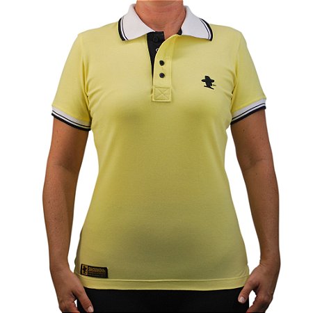 Camiseta Polo Feminina Sacudido's Elastano - Amarelo