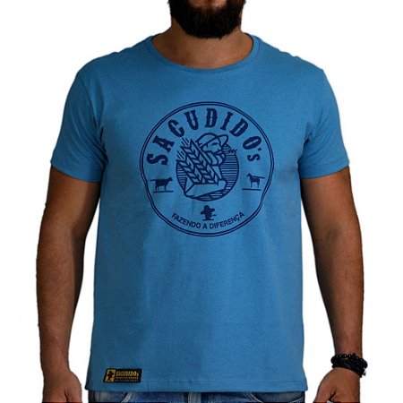 Camiseta Sacudido's - Agricultor - Azul Mescla